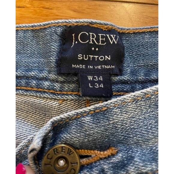 J crew the Sutton jeans mens sz 34x34 blue medium wash cotton zipper fly denim - Picture 5 of 6